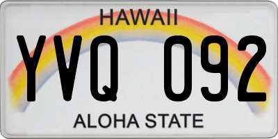 HI license plate YVQ092