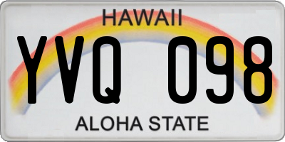 HI license plate YVQ098