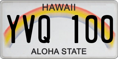 HI license plate YVQ100
