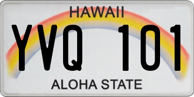 HI license plate YVQ101
