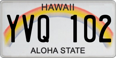 HI license plate YVQ102