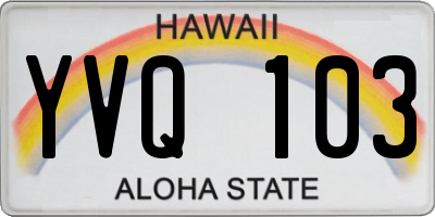 HI license plate YVQ103