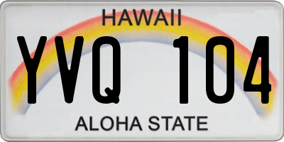 HI license plate YVQ104