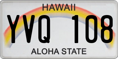 HI license plate YVQ108