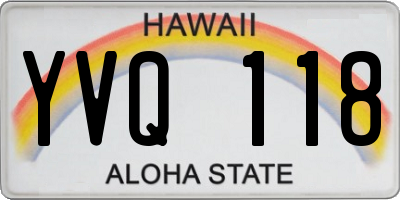 HI license plate YVQ118