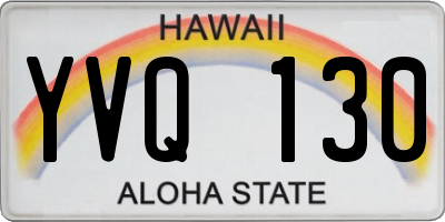 HI license plate YVQ130