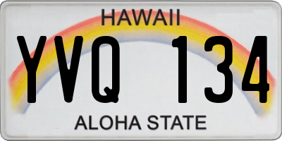 HI license plate YVQ134