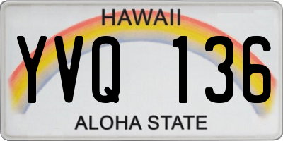 HI license plate YVQ136