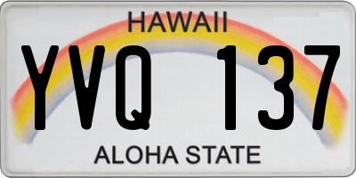HI license plate YVQ137