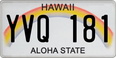 HI license plate YVQ181