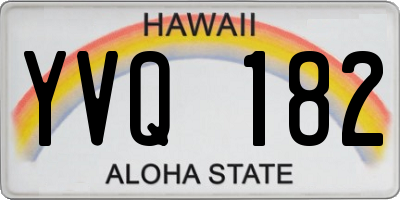HI license plate YVQ182