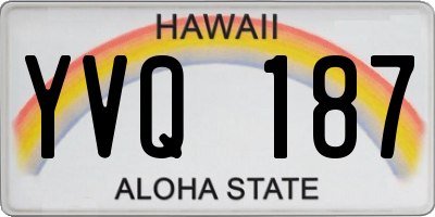 HI license plate YVQ187