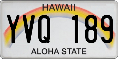 HI license plate YVQ189