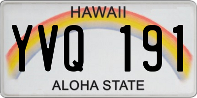 HI license plate YVQ191