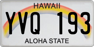 HI license plate YVQ193