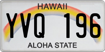 HI license plate YVQ196
