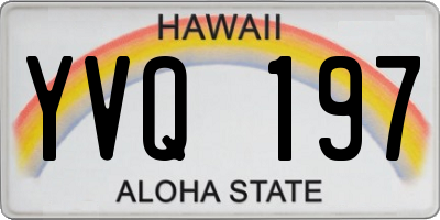HI license plate YVQ197