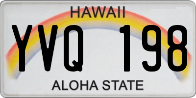 HI license plate YVQ198