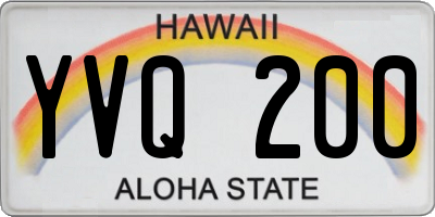 HI license plate YVQ200