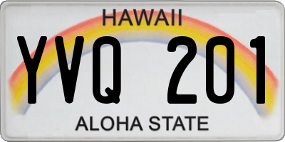 HI license plate YVQ201