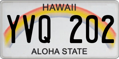 HI license plate YVQ202