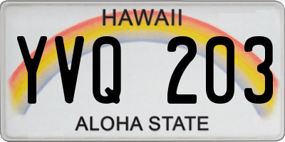 HI license plate YVQ203