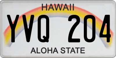 HI license plate YVQ204