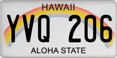 HI license plate YVQ206