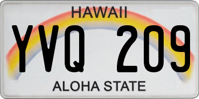 HI license plate YVQ209