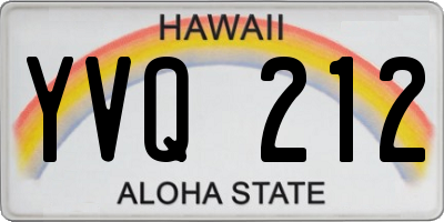 HI license plate YVQ212