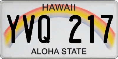 HI license plate YVQ217