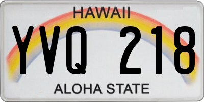 HI license plate YVQ218