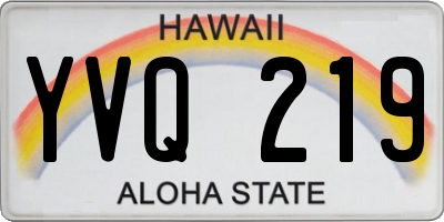HI license plate YVQ219