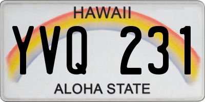 HI license plate YVQ231