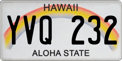 HI license plate YVQ232