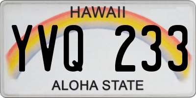 HI license plate YVQ233