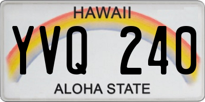 HI license plate YVQ240