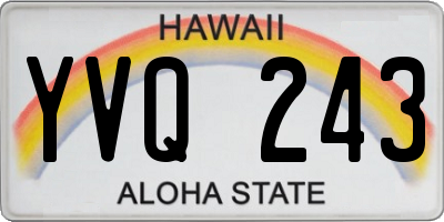 HI license plate YVQ243