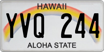HI license plate YVQ244
