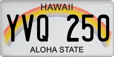 HI license plate YVQ250