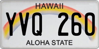 HI license plate YVQ260