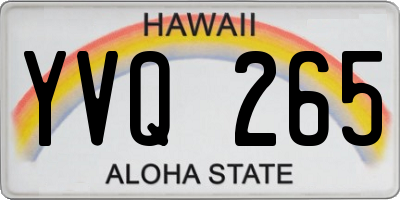 HI license plate YVQ265