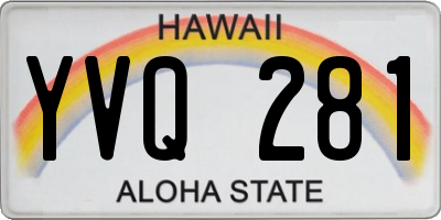 HI license plate YVQ281