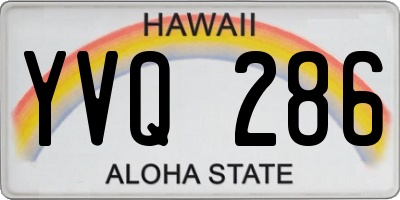 HI license plate YVQ286