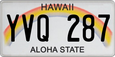 HI license plate YVQ287