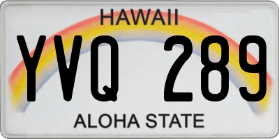 HI license plate YVQ289