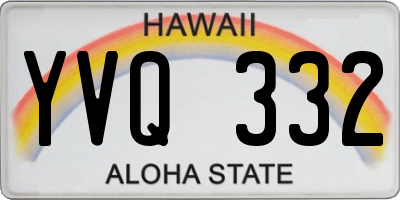 HI license plate YVQ332