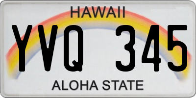 HI license plate YVQ345