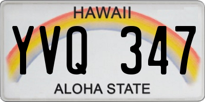 HI license plate YVQ347