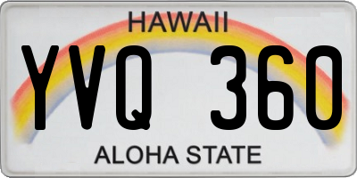 HI license plate YVQ360